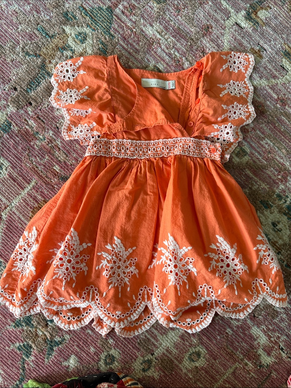 Stella McCartney Orange Eyelet Embroidered Dress